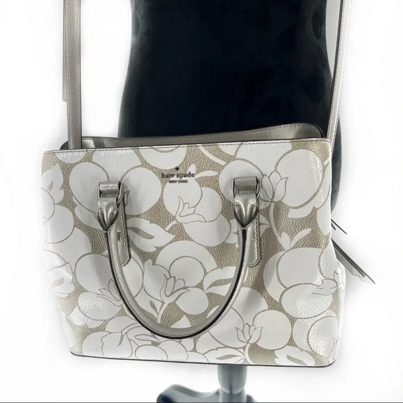 Kate Spade Evangelie Larchmont Ave Breezy Floral Leather Satchel Crossbody Bag - Picture 3 of 16